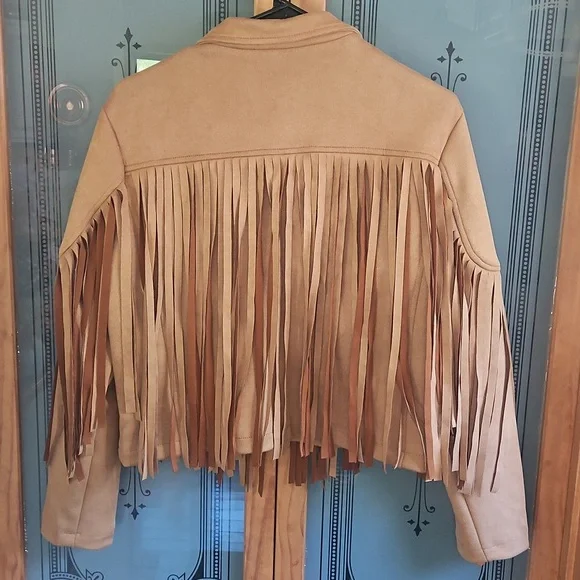 Tan Fringe Women's Jacket - Picture 2 of 3